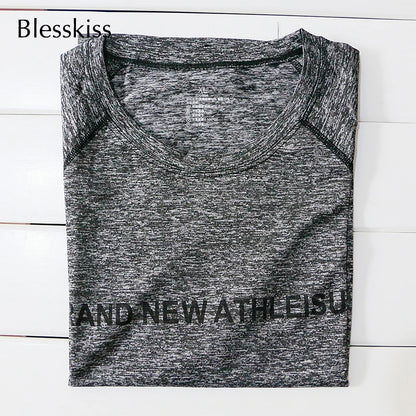 BLESSKISS XXL Sport Shirt Women Yoga Top Fitness Cloth