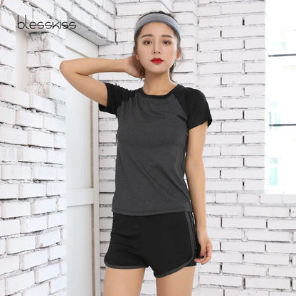 BLESSKISS XXL Sport Shirt Women Yoga Top Fitness Cloth