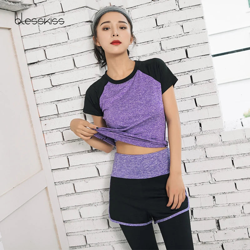 BLESSKISS XXL Sport Shirt Women Yoga Top Fitness Cloth