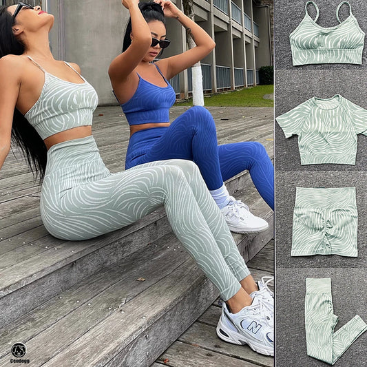 1/2/3PCS Seamless Zebra Yoga Set Women Crop Top