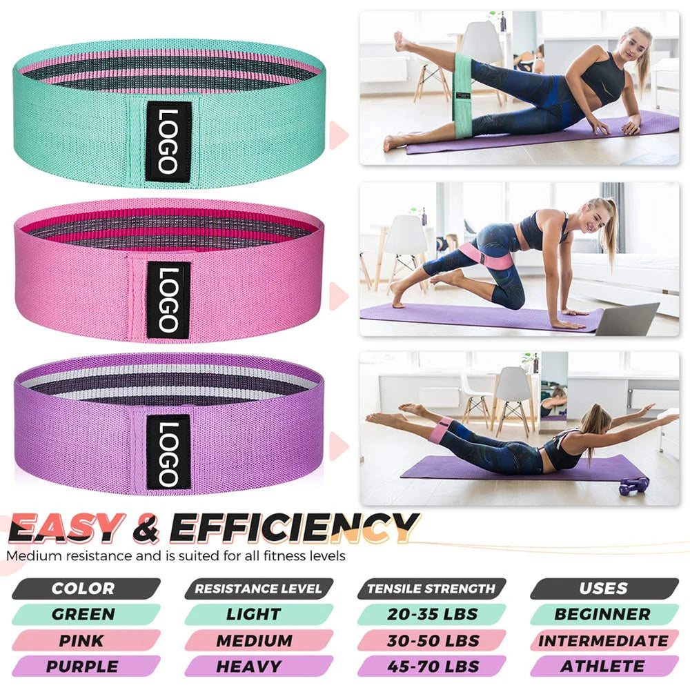 Custom Logo Booty Bands for Women and Men Fitness Elastic Exercise Workout Bands