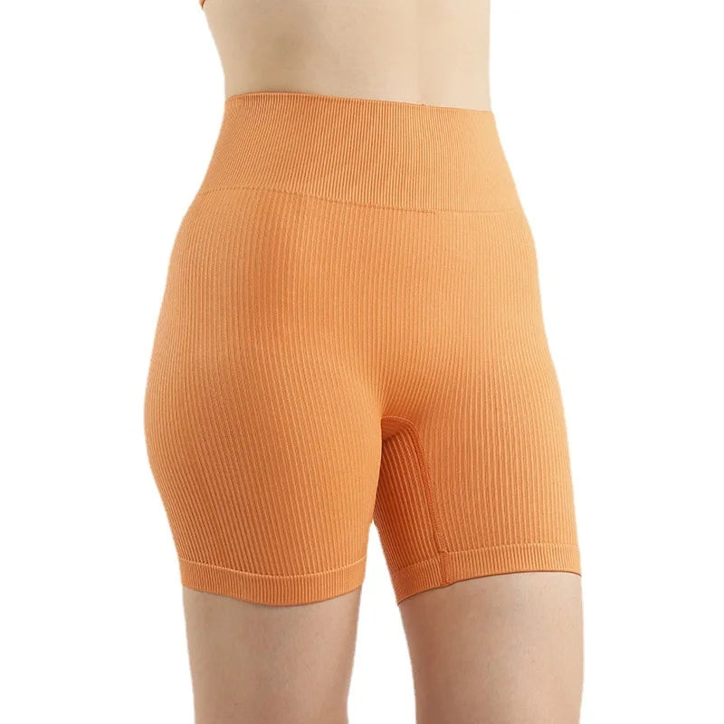 Thread Cloth Solid Color Yoga Shorts Plus High Elastic Fitness Pants